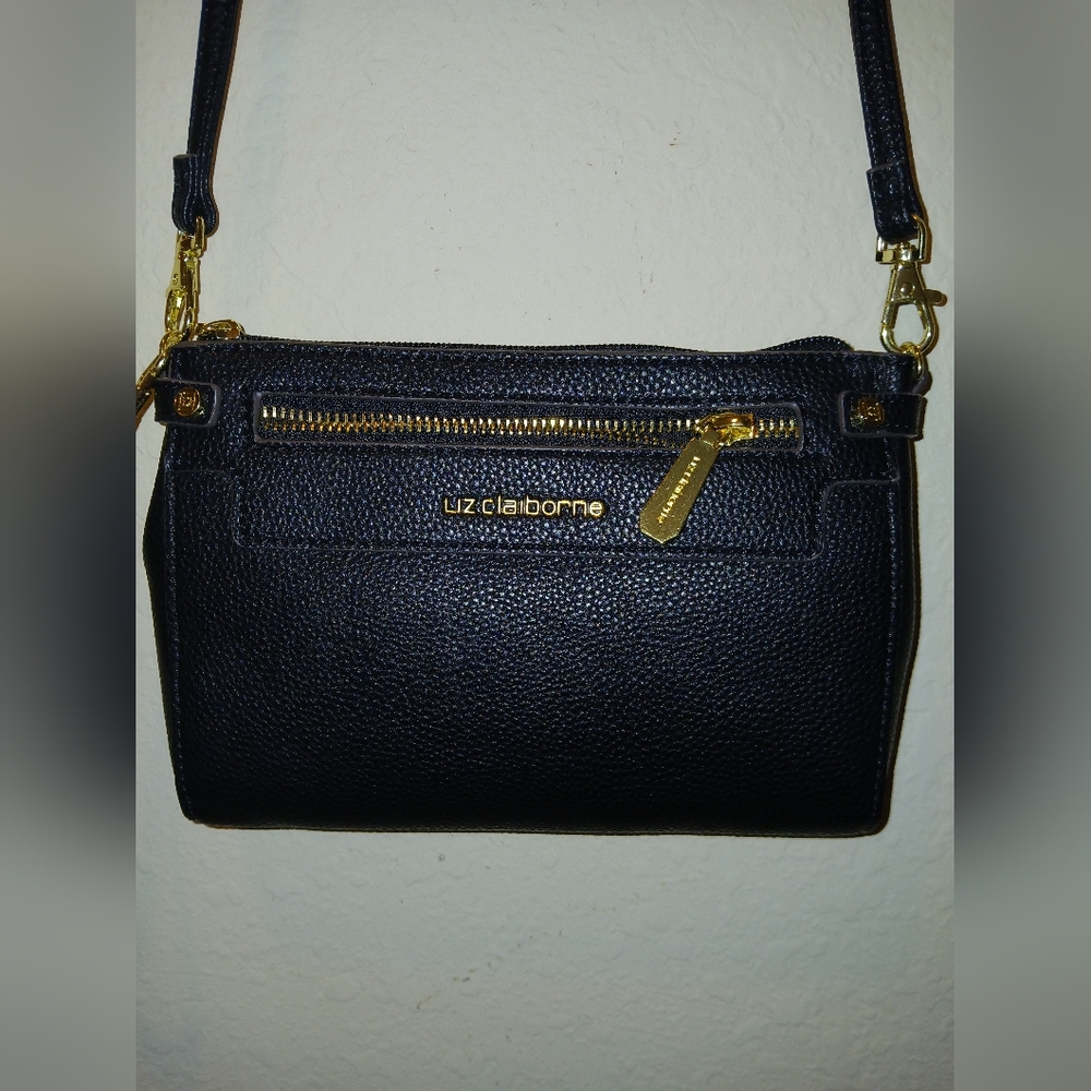 Liz Claiborne Black Elly Convertible Crossbody Bag.